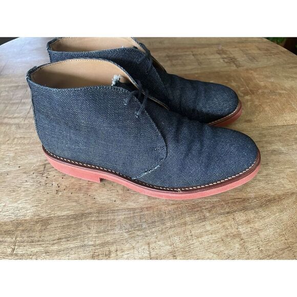 Moncairy Made in England Denim Chukka Desert Boots Leather Lined M7 W9 UK 5 Red main image 5
